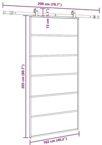 Συρόμενη πόρτα με σετ υλικού Μαύρο 102x205 cm ESG Γυαλί - Μαύρο