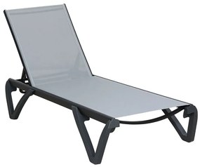 WOODWELL CAPRI K/D Ξαπλώστρα Αλουμίνιο Μαύρο, PP-UV Μαύρο - Textilene Γκρι 68/58x190x30cm Ε3383,1