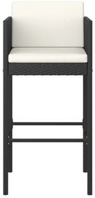 vidaXL Σκαμπό Μπαρ 2 τεμ. Μαύρο από Συνθετικό Ρατάν με Μαξιλάρια