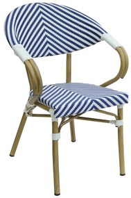 Πολυθρόνα Isaia pakoworld στοιβαζόμενη φυσικό αλουμίνιο-λευκό και μπλε pe rattan 57x57x83εκ