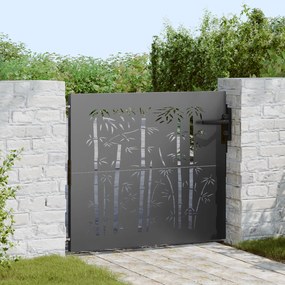 vidaXL Πόρτα Κήπου 85x75 εκ Από Χάλυβα Corten Σχέδιο Μπαμπού, Πύλη Κήπου