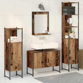 vidaXL Σετ Επίπλων Μπάνιου με ράφι 4 pcs Καφέ Επεξεργασμένο ξύλο