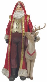 JΚ Home Décor - Άγιος Βασίλης με Ελάφι Πολυρεζίν 23.5x18.5x39cm