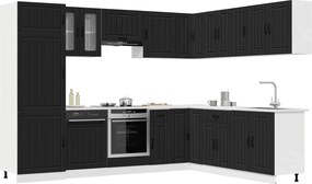 VidaXL 14 Piece Kitchen Cabinet Set "Lucca" Μαύρο κατασκευασμένο ξύλο