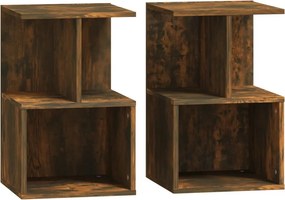 vidaXL Κομοδίνα 2 Τεμ. Καπνιστή Δρυς 35x35x55 εκ. από Επεξεργ. Ξύλο