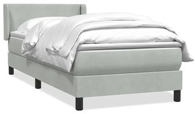 vidaXL Box Spring κρεβάτι με στρώμα ανοιχτό γκρι 90x210 cm Βελούδινο