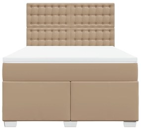vidaXL Κρεβάτι Boxspring με Στρώμα Καπουτσίνο 160x200εκ.από Συνθ.Δέρμα
