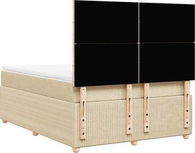 vidaXL Κρεβάτι Boxspring με Στρώμα Κρεμ 140x190 εκ. Υφασμάτινο