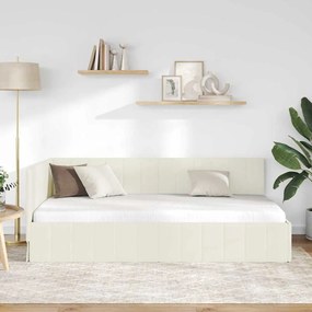vidaXL Κρεβάτι Γωνίας με κεφαλάρι Κρεμ 90 x 190 cm Βελούδο
