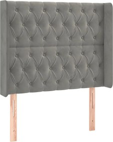vidaXL Κρεβάτι Boxspring με Στρώμα &amp; LED Αν.Γκρι 90x200 εκ. Βελούδινο
