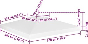 vidaXL Κάλυμμα για Κιόσκι 2 Επιπέδων Λευκό 3 x 3 μ. 310 γρ./μ²