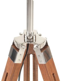 vidaXL Φωτιστικό Δαπέδου με Τρίποδο Καφέ Μελί/Γκρι 141 εκ. Ξύλο Teak