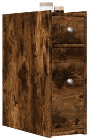 Ντουλάπι Μπάνιου Στενό με Ροδάκια Καπνιστή Δρυς Επεξ. Ξύλο