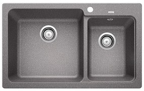 Blanco Naya 8 Alu Metallic SILGRANIT™ PuraDur™ Γρανιτένιος Νεροχύτης Ένθετος με 2 Γούρνες 81,5x50cm