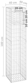 vidaXL Συρματοκιβώτιο Στύλος 40 x 40 x 180 εκ. Σιδερένιο