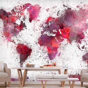 Φωτοταπετσαρία - World Map: Red Watercolors 100x70