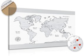 Εικόνα στον παγκόσμιο χάρτη φελλού με γκρι περίγραμμα - 120x80  color mix