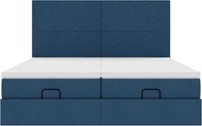 vidaXL Οθωμανικό κρεβάτι με στρώματα μπλε 180x200cm ύφασμα