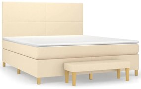 vidaXL Κρεβάτι Boxspring με Στρώμα Κρεμ 180x200 εκ. Υφασμάτινο