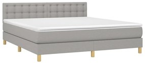 vidaXL Κρεβάτι Boxspring με Στρώμα &amp; LED Αν.Γκρι 180x200 εκ Υφασμάτινο