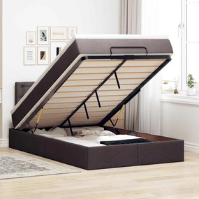 VidaXL Οθωμανικό κρεβάτι με στρώμα & LEDs Σκούρο καφέ 120x190cm ύφασμα