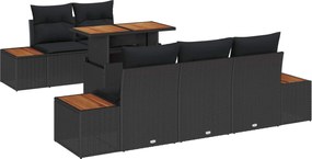 vidaXL Σετ Καναπέ Κήπου με αποθήκευση 6 pcs Μαύρο Πολυ ράταν