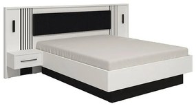 Κρεβάτι ASCALON 180 PLUS Υπέρδιπλο με 2 Κομοδίνα Λευκό - Μαύρο 180x200εκ. 288x209x115 εκ.