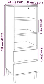 Ντουλάπι Γκρι Σκυρ. 40x36x110 εκ. από Επεξεργασμένο Ξύλο - Γκρι