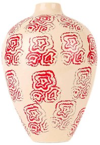 Βάζο 697ELD1115 Φ13x24cm Ecru-Red Aberto Design Κεραμικό