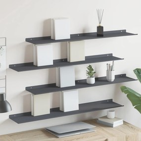 vidaXL Πλωτό ράφι Επιτοίχιο 4 pcs Ανθρακί 100 x 18 x 2,5 εκ Ατσάλι