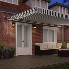 vidaXL Τέντα Πτυσσόμενη Αυτόματη με LED Ανθρακί / Λευκή 500x300 εκ.