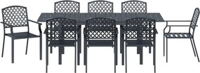 vidaXL Σέτ φαγητού για κήπο 9 pcs Ανθρακί Ατσάλι