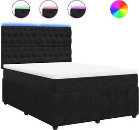 vidaXL Κρεβάτι Boxspring με Στρώμα Μαύρο 140x200 εκ. Βελούδινο