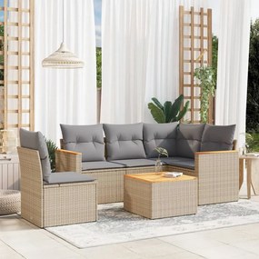 vidaXL Patio Sofa Set 6-θέσια Beige and Grey