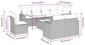 vidaXL Σαλόνι Κήπου Σετ 9 Τεμαχίων Μαύρο από Συνθ. Ρατάν με Μαξιλάρια