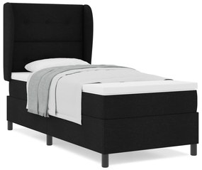 vidaXL Κρεβάτι Box Spring με Στρώμα  Μαύρο 90x200 εκ. Υφασμάτινο