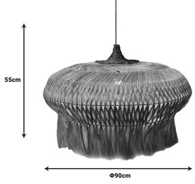 Φωτιστικό οροφής Pozarne Inart abaca ξύλο σε φυσικό χρώμα Φ90x55εκ