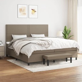 Κρεβάτι Boxspring με Στρώμα Taupe 200x200 εκ. Υφασμάτινο - Μπεζ-Γκρι