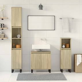 vidaXL Σετ Επίπλων Μπάνιου 3 Τεμαχίων Sonoma Δρυς Επεξεργασμένο Ξύλο