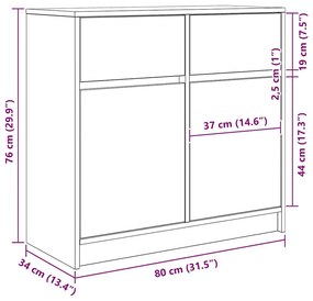 Συρταριέρα με Συρτάρια Sonoma Δρυς 80x34x76 εκ. από Επεξ. Ξύλο - Καφέ