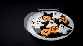 Intra Συλλεκτικό Ξύλινο Παζλ Plywood  4mm - Μπισκότα και cupcakes με θέμα το Halloween σε μαύρο πιάτο Σε Ξύλινο Κουτί - Διαστάσεις: 10x10 cm – 25 κομμάτια