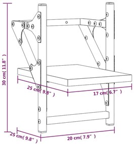 Ράφια Τοίχου με Μπάρα 2 τεμ. Γκρι Sonoma 20x25x30 εκ. - Γκρι