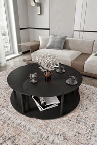 Σετ Τραπεζιών Σαλονιού Μαύρο SELIS 70x38