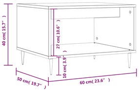 Τραπεζάκι Σαλονιού Καφέ Δρυς 60 x 50 x 40 εκ. από Επεξεργ. Ξύλο - Καφέ