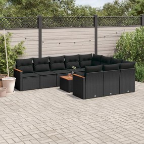 vidaXL Patio Sofa Set 10-θέσια Black