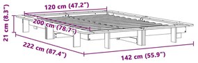 Σκελετός Κρεβατιού Χωρίς Στρώμα 120x200 εκ Μασίφ Ξύλο Πεύκου - Καφέ