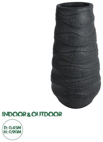 20727 GloboStar® Artificial Garden BOLOGNA 20727 Επιδαπέδιο Πολυεστερικό Τσιμεντένιο Κασπώ Γλάστρα - Flower Pot Μαύρο Φ45 x Υ90cm