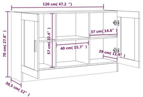 Μπουφές Γκρι Sonoma 120 x 30,5 x 70 εκ. από Επεξεργασμένο Ξύλο - Γκρι