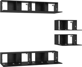 vidaXL Σετ επίπλου τηλεόρασης 6 pcs Μαύρη Οξυά Επεξεργασμένο ξύλο