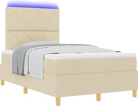 vidaXL LED Κρεβάτι με βάθρο με στρώμα Κρεμ 120 x 200 cm ύφασμα